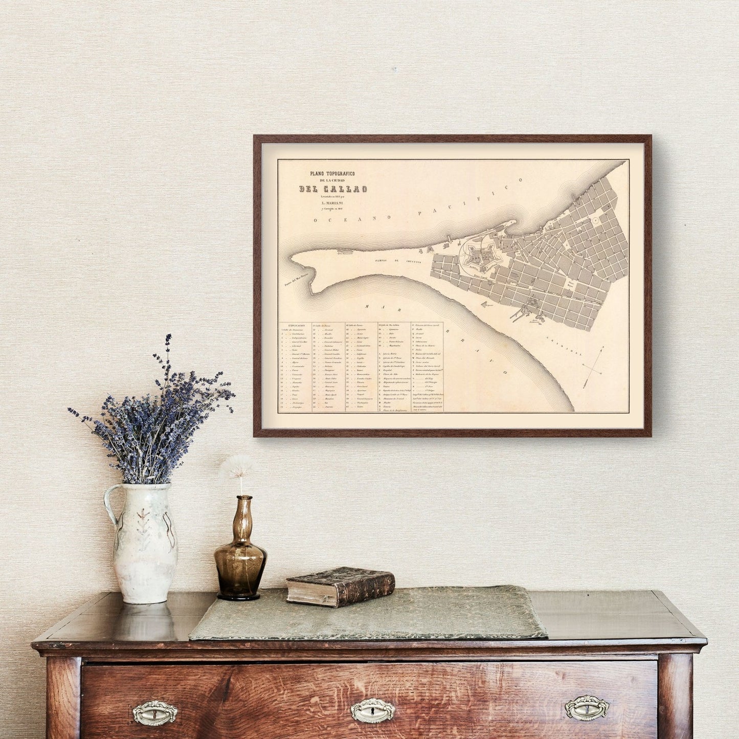 Vintage Map of Callao, Peru, 1865 | Wall Art
