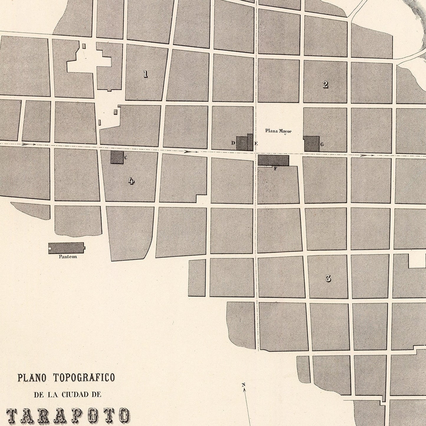 Vintage Map of Tarapoto, Peru, 1865