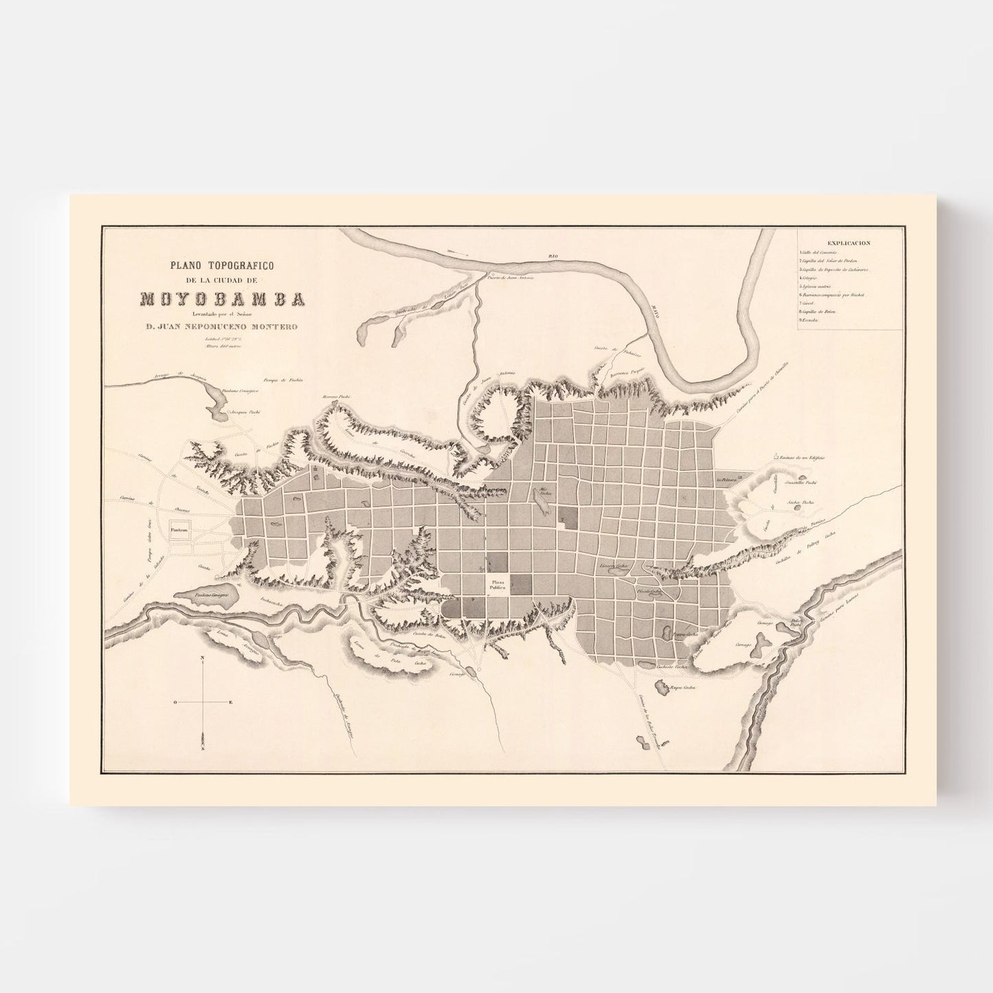 Vintage Map of Moyobamba, Peru, 1865
