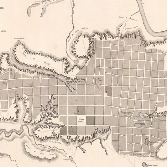 Vintage Map of Moyobamba, Peru, 1865