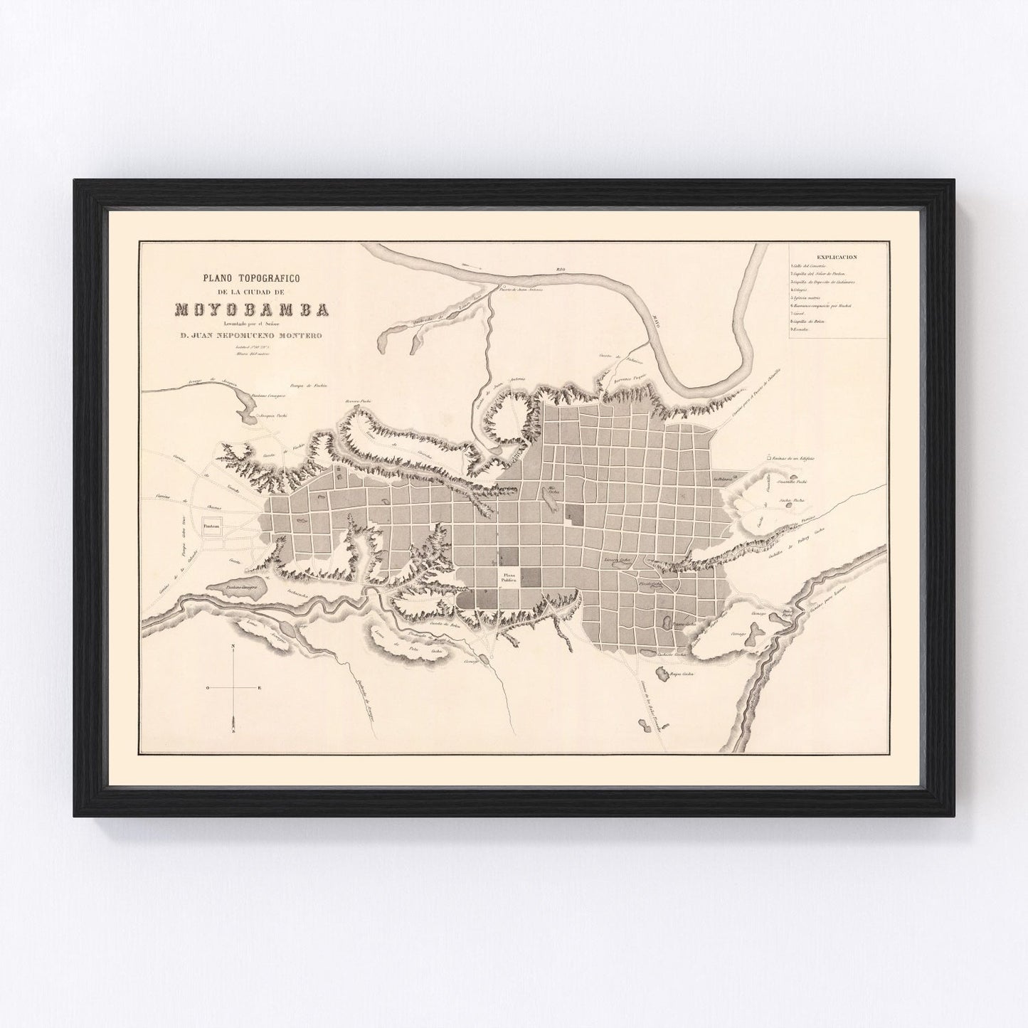 Vintage map of Moyobamba, Peru, 1865