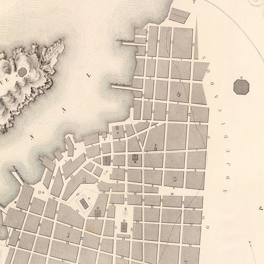 Vintage Map of Iquique, Chile, 1865