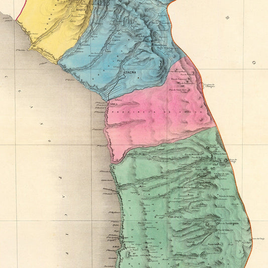 Vintage Map of Moquegua, Peru, 1865