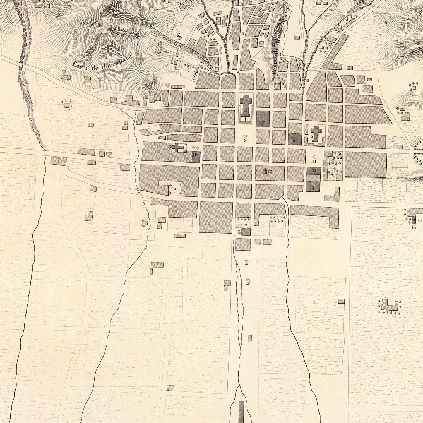 Vintage Map of Puno, Peru, 1865