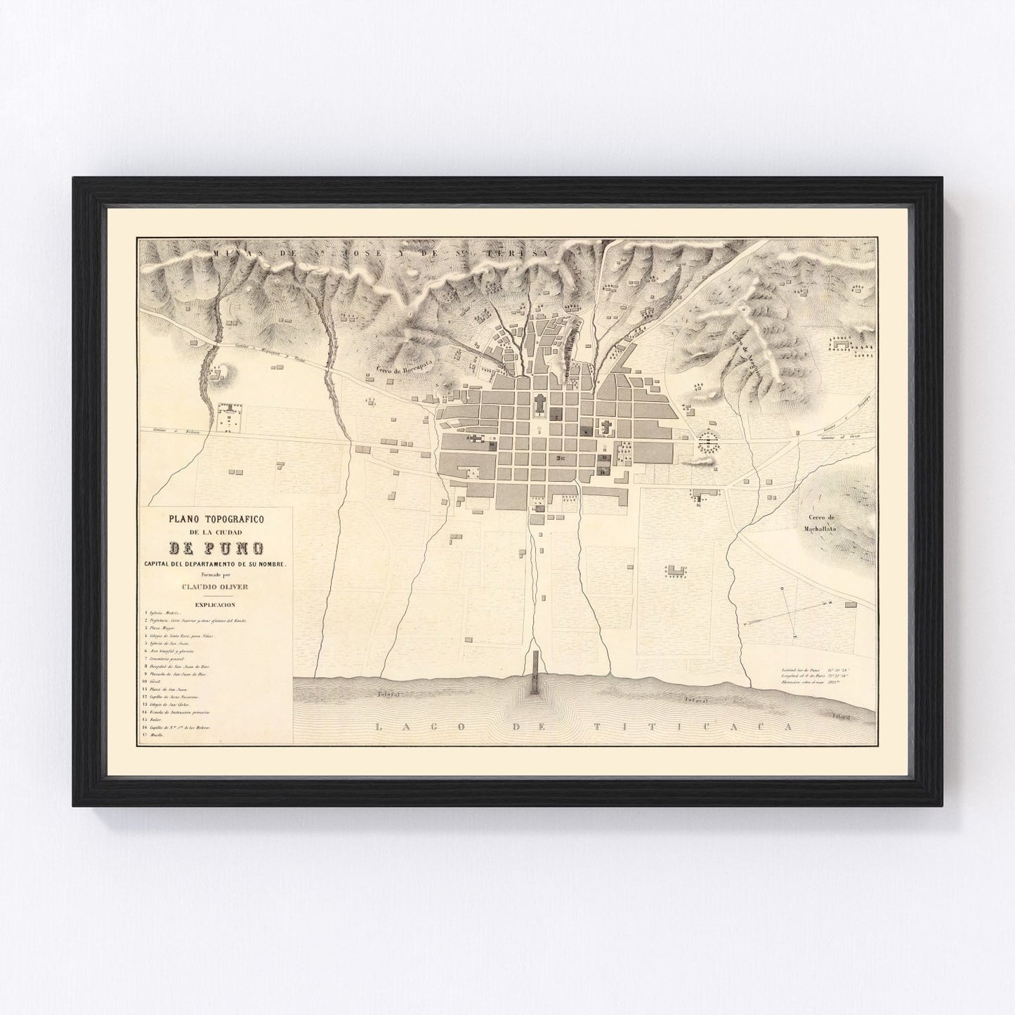 vintage map of Puno, Peru, 1865