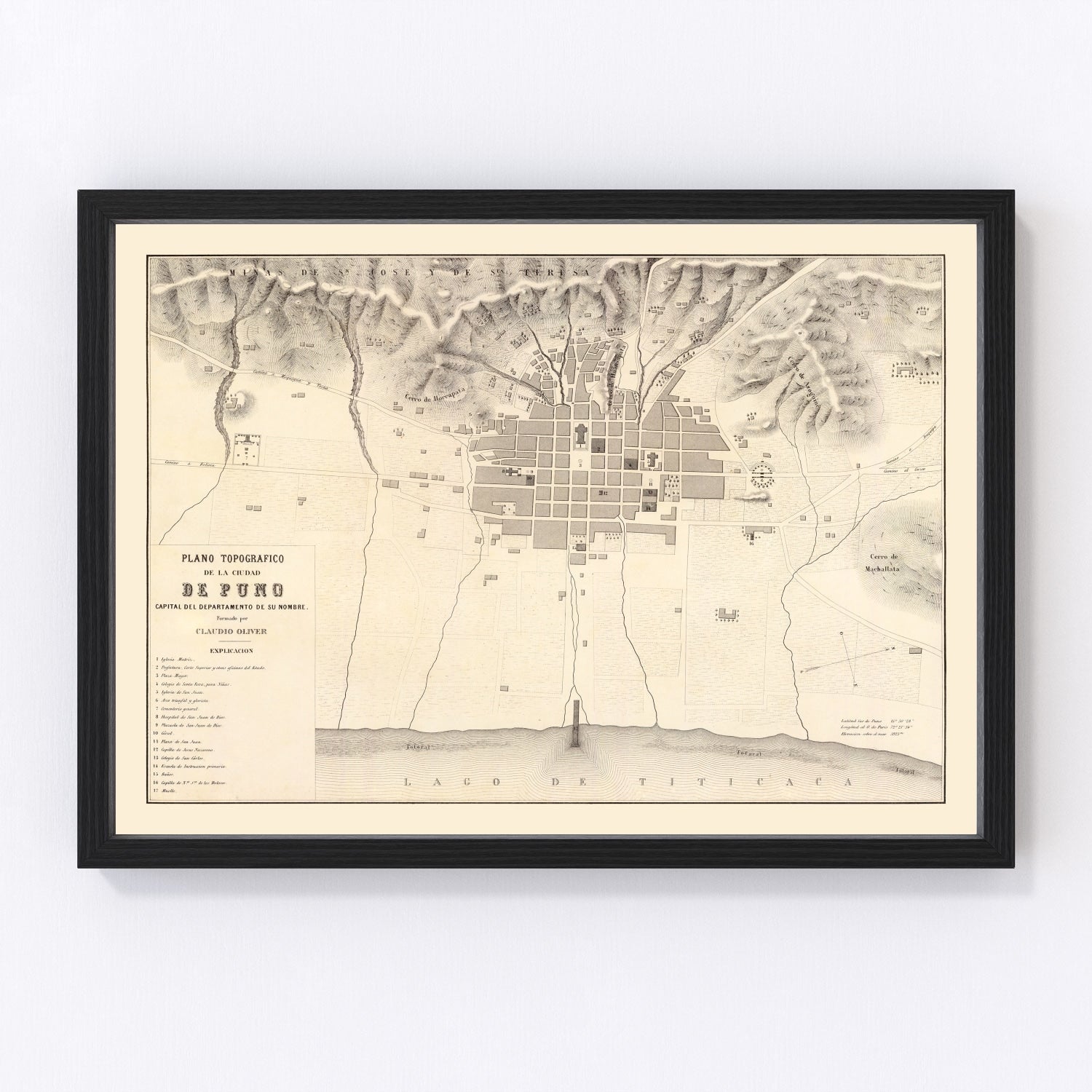 vintage map of Puno, Peru, 1865