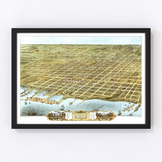 Vintage map of Erie, Pennsylvania, 1870