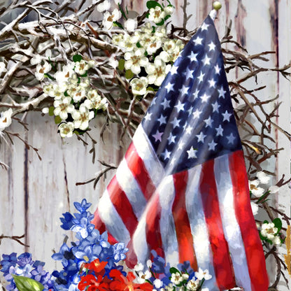 Patriotic American Wreath Wood Wall Art