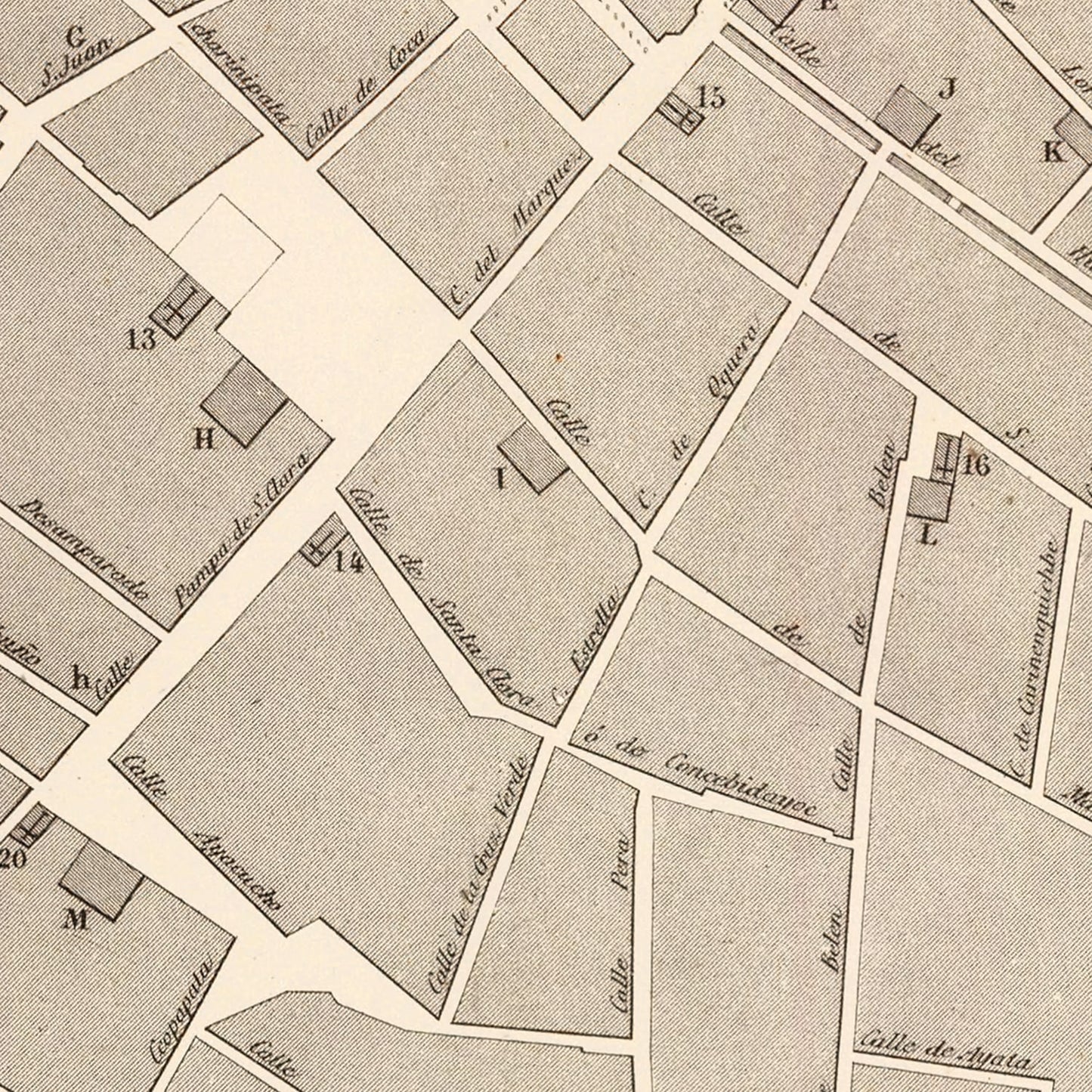 Vintage Map of Cuzco, Peru, 1865