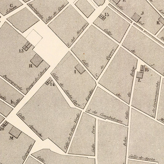 Vintage Map of Cuzco, Peru, 1865