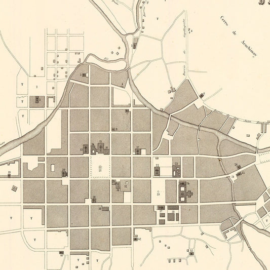 Vintage Map of Ayacucho, Peru, 1865