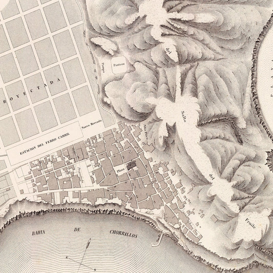 Vintage Map of Chorrillos, Peru, 1865