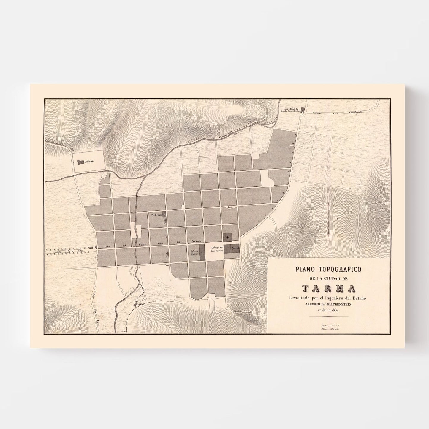 Vintage Map of Tarma, Peru, 1865