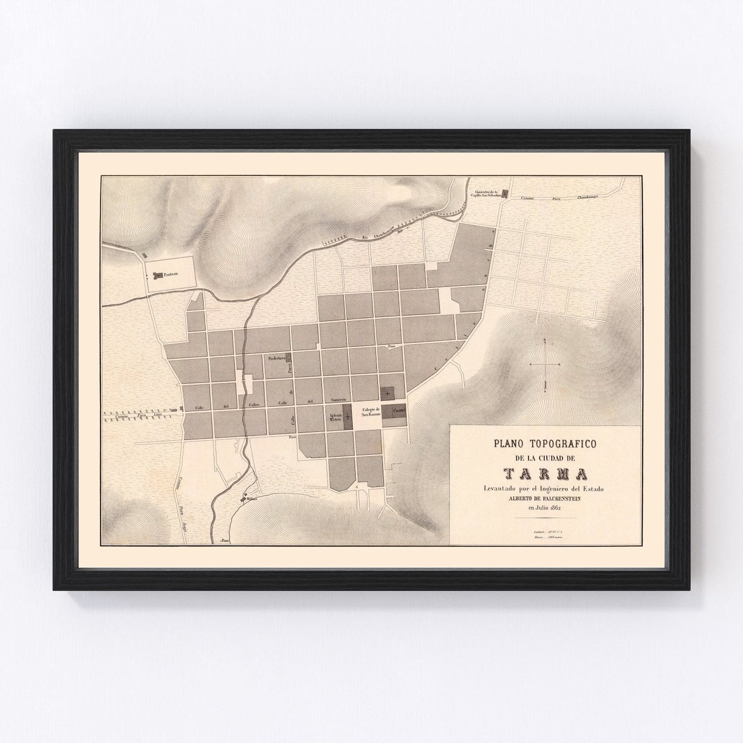 vintage map of Tarma, Peru, 1865