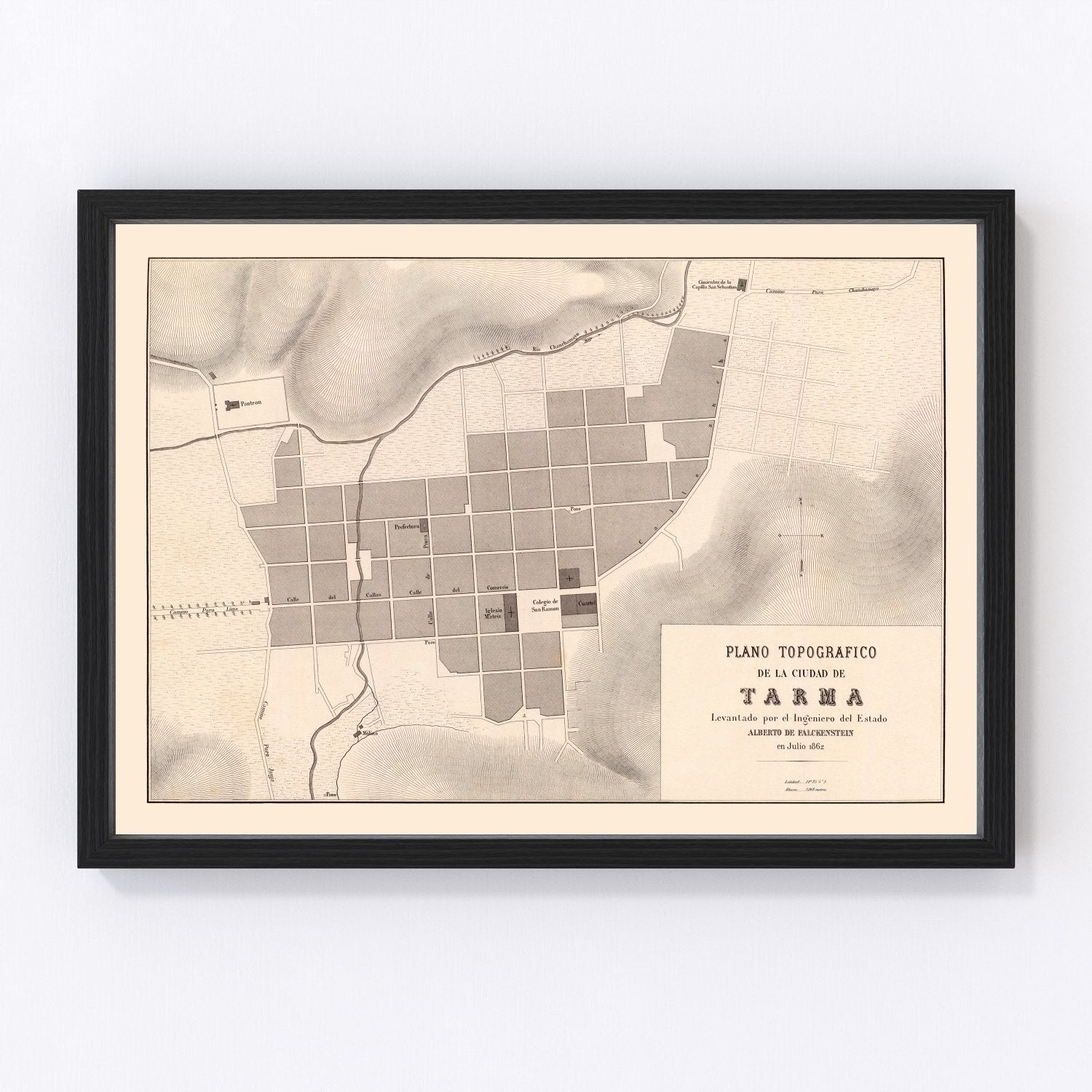 vintage map of Tarma, Peru, 1865