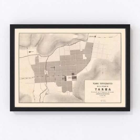 vintage map of Tarma, Peru, 1865