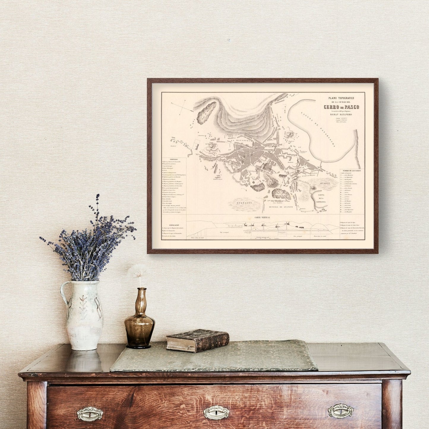Vintage Map of Cerro de Pasco, Peru, 1865