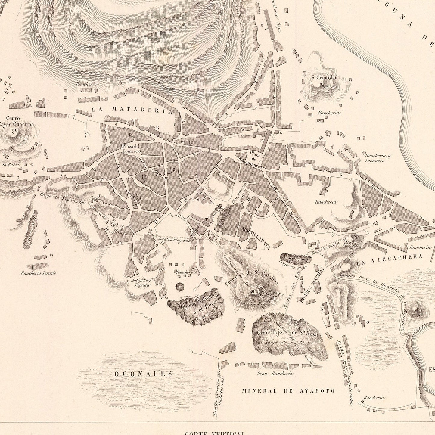 Vintage Map of Cerro de Pasco, Peru, 1865