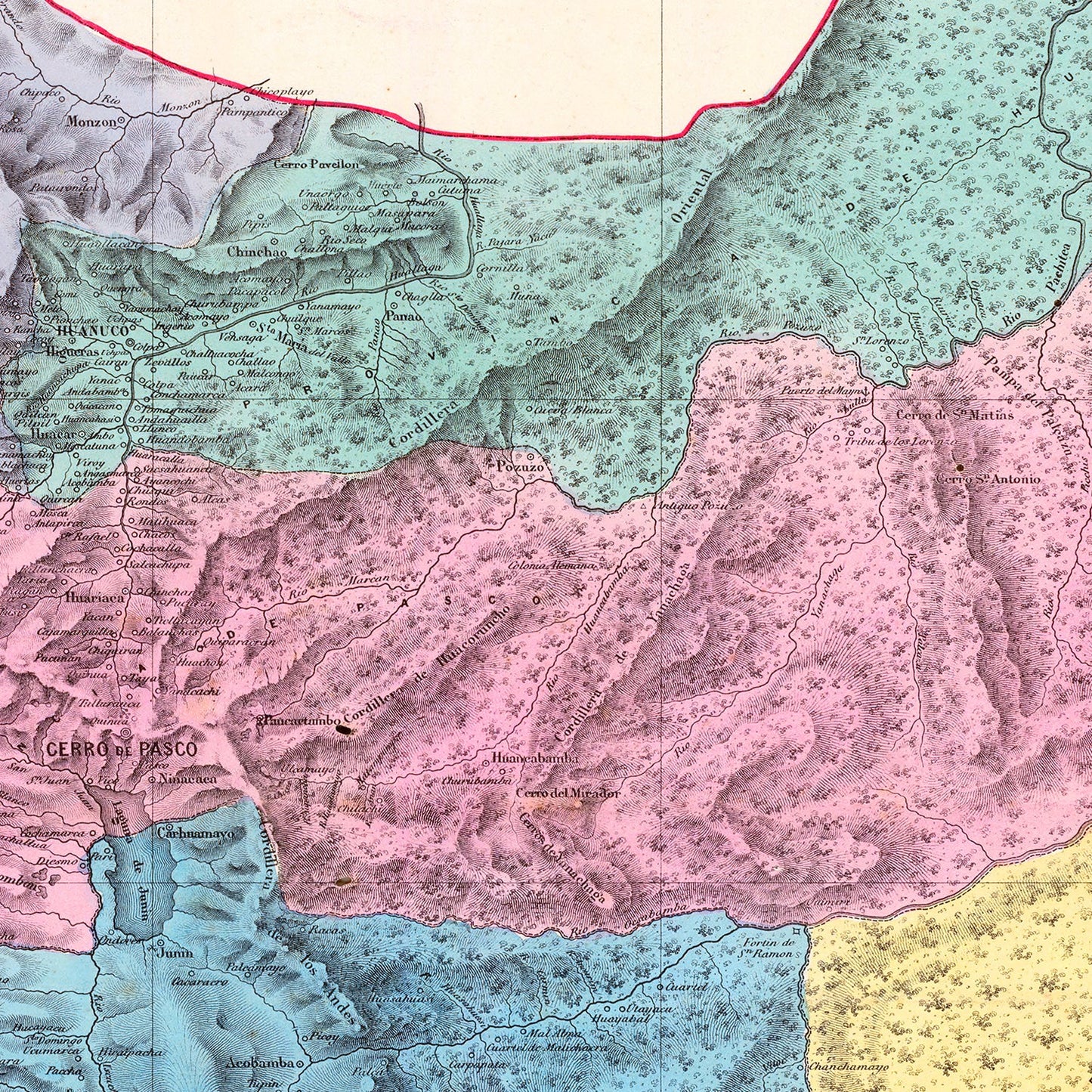 Vintage Map of Junin, Peru, 1865