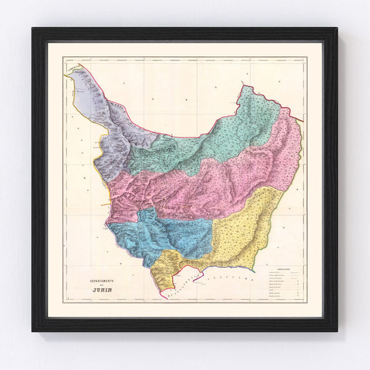 Vintage map of Junin, Peru, 1865
