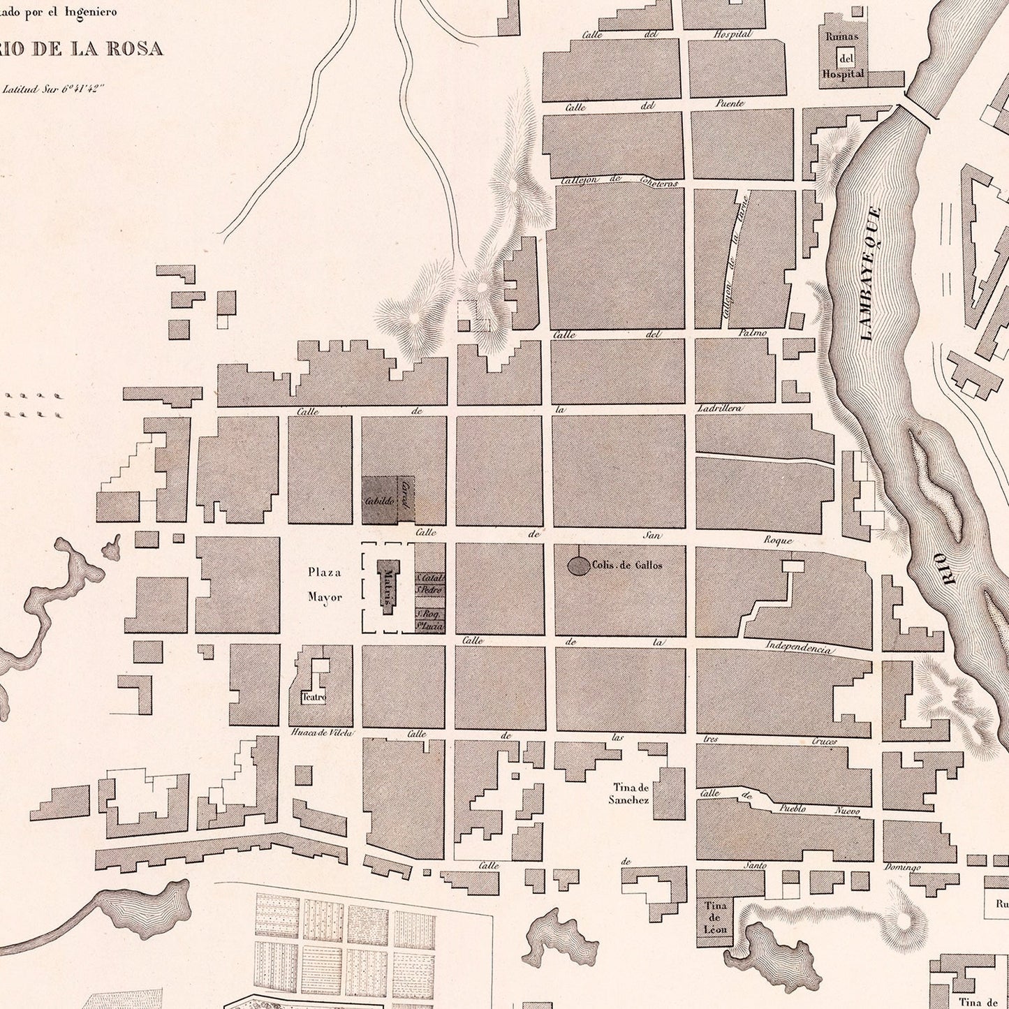Vintage Map of Lambayeque, Peru, 1865