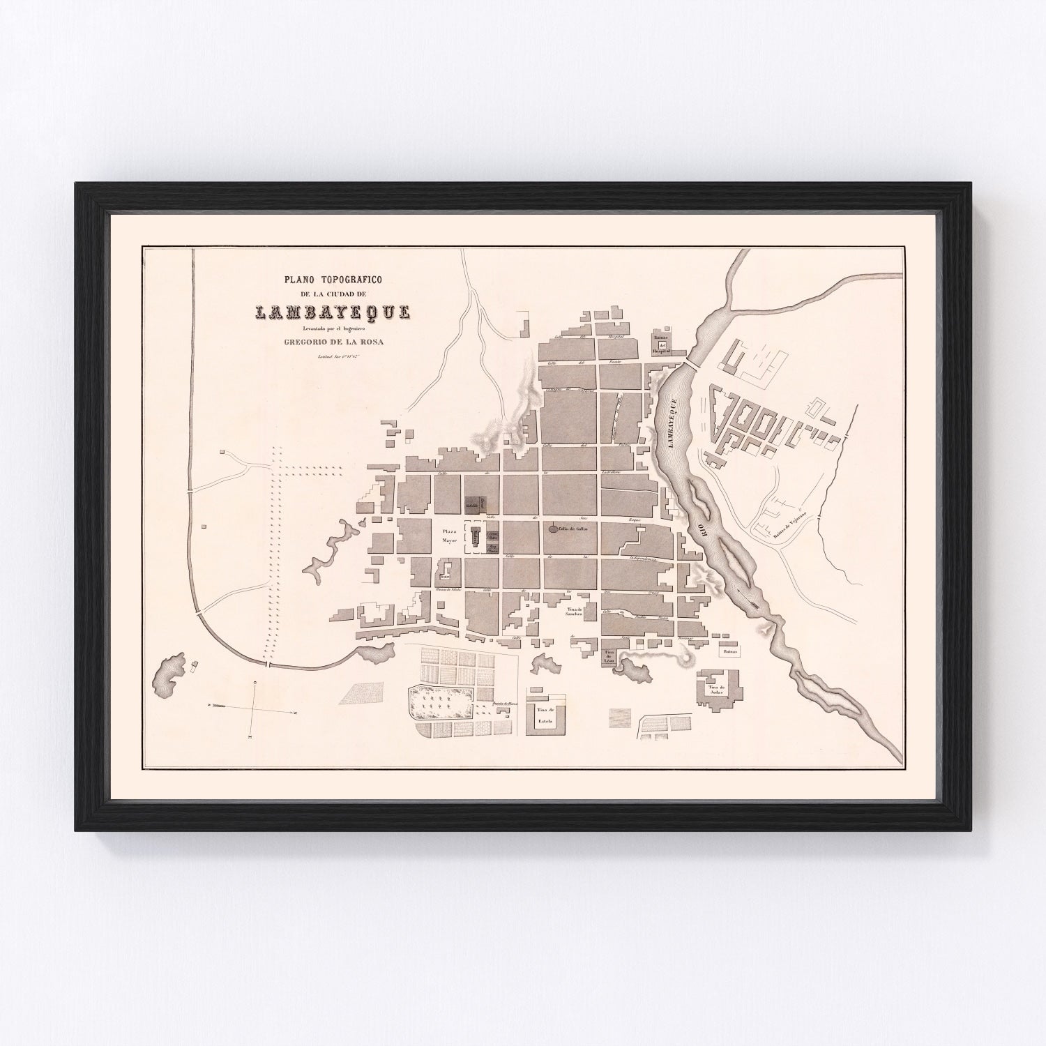 Vintage map of Lambayeque, Peru, 1865
