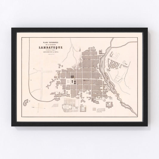 Vintage map of Lambayeque, Peru, 1865