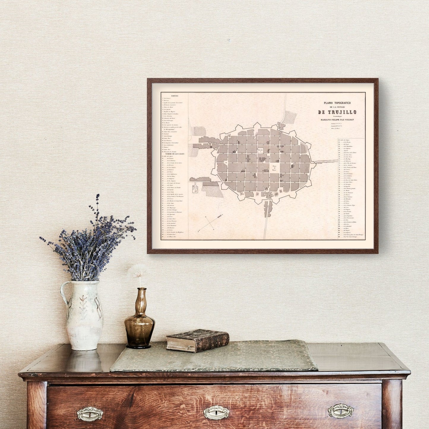 Vintage Map of Trujillo, Peru, 1865