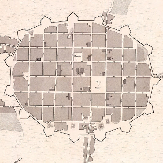Vintage Map of Trujillo, Peru, 1865