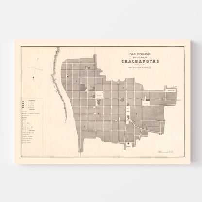 Vintage Map of Chachapoyas, Peru, 1865