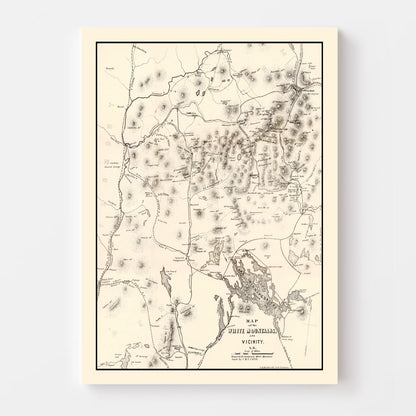 Vintage Map of the White Mountains, New Hampshire 1872