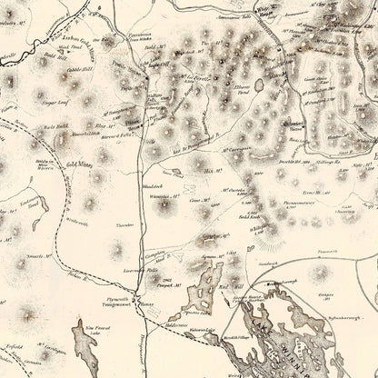 Vintage Map of the White Mountains, New Hampshire 1872
