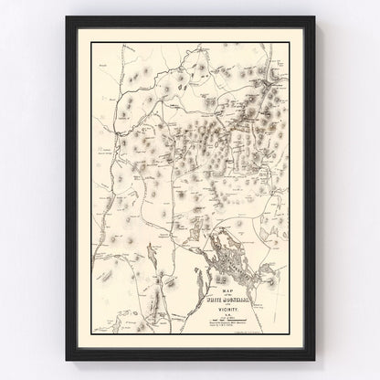 Vintage map of the White Mountains, New Hampshire, 1872 - Victorian era restored print