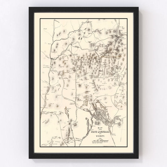 Vintage map of the White Mountains, New Hampshire, 1872 - Victorian era restored print