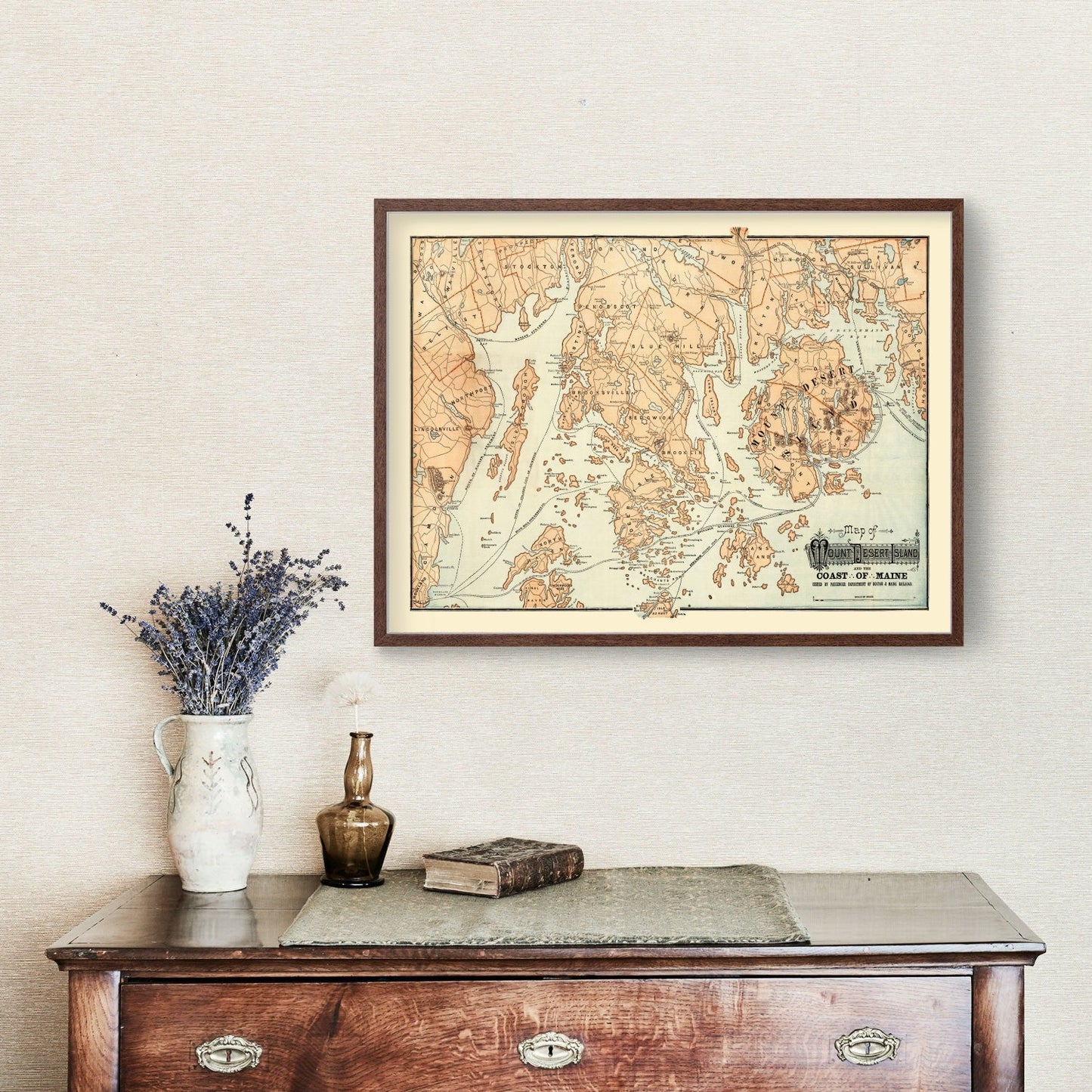 Vintage Map of Mount Desert Island, Maine, 1890