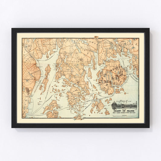 Vintage map of Mount Desert Island, Maine, 1890