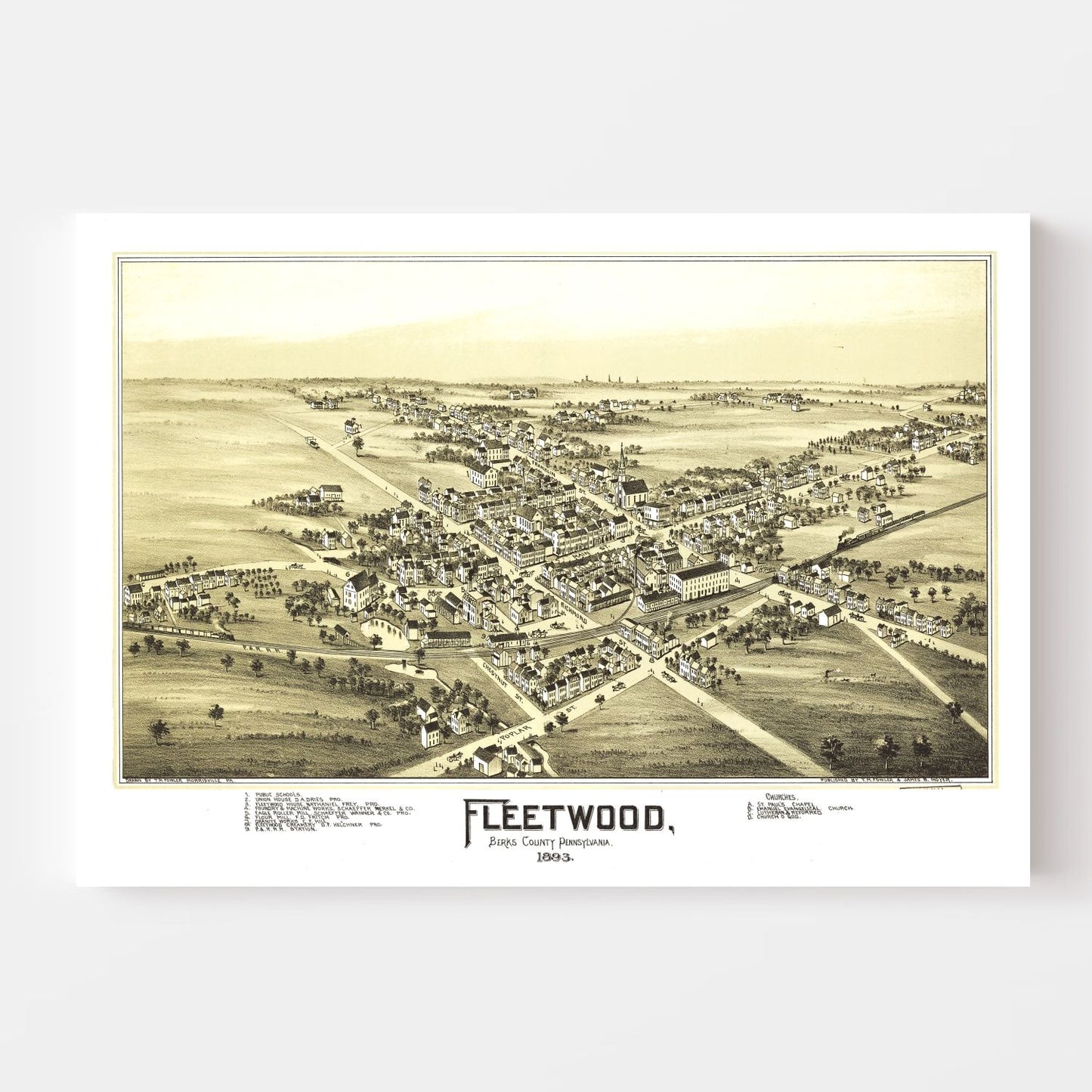 Vintage Map of Fleetwood, Pennsylvania 1897