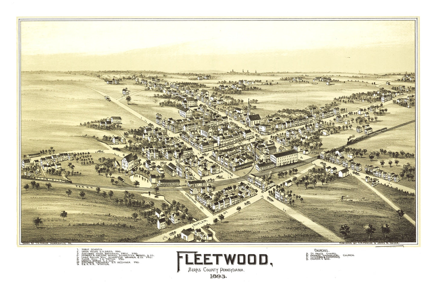 Vintage Map of Fleetwood, Pennsylvania 1897