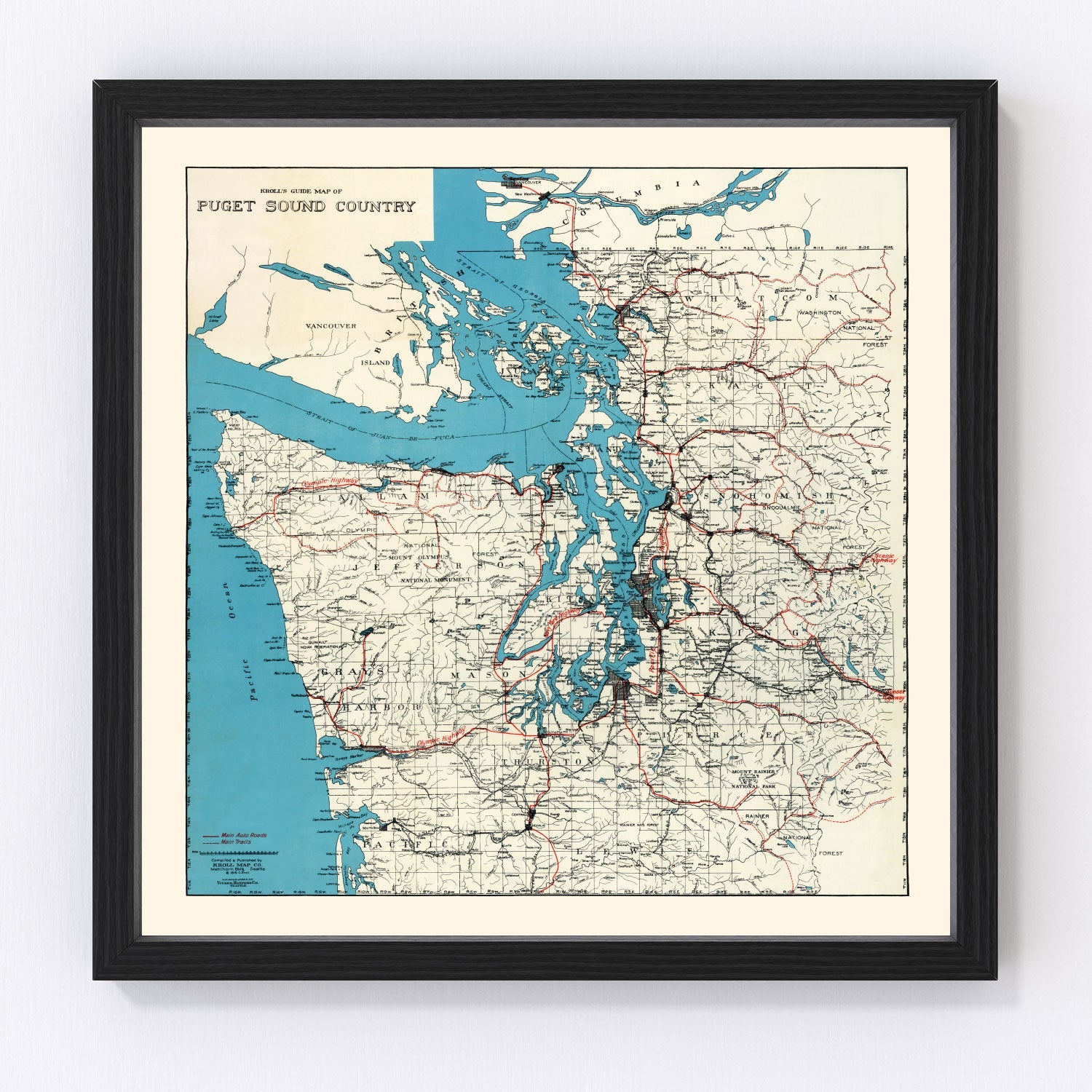 Vintage map of Puget Sound, Washington, 1919