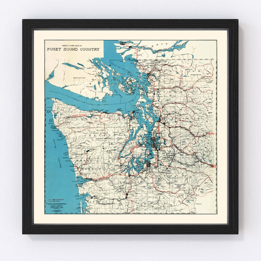 Vintage map of Puget Sound, Washington, 1919