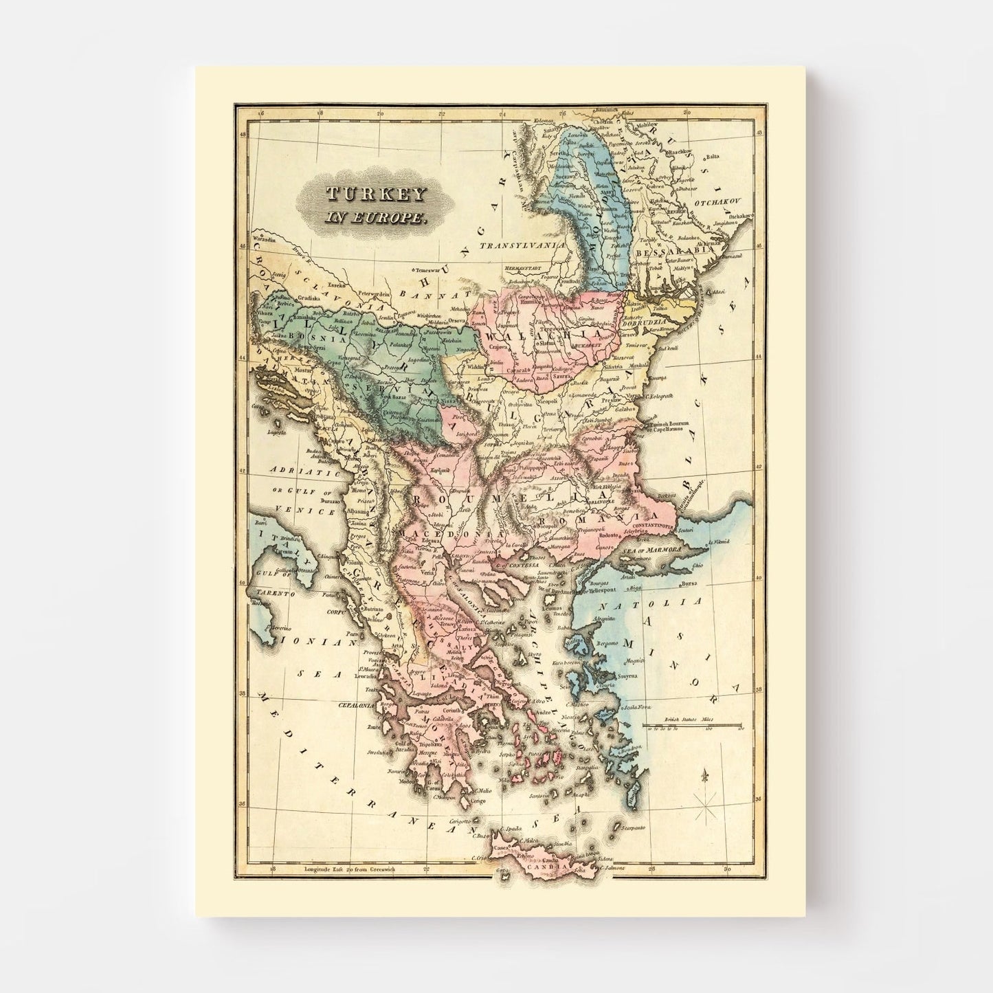 Vintage Map of Turkey, 1823
