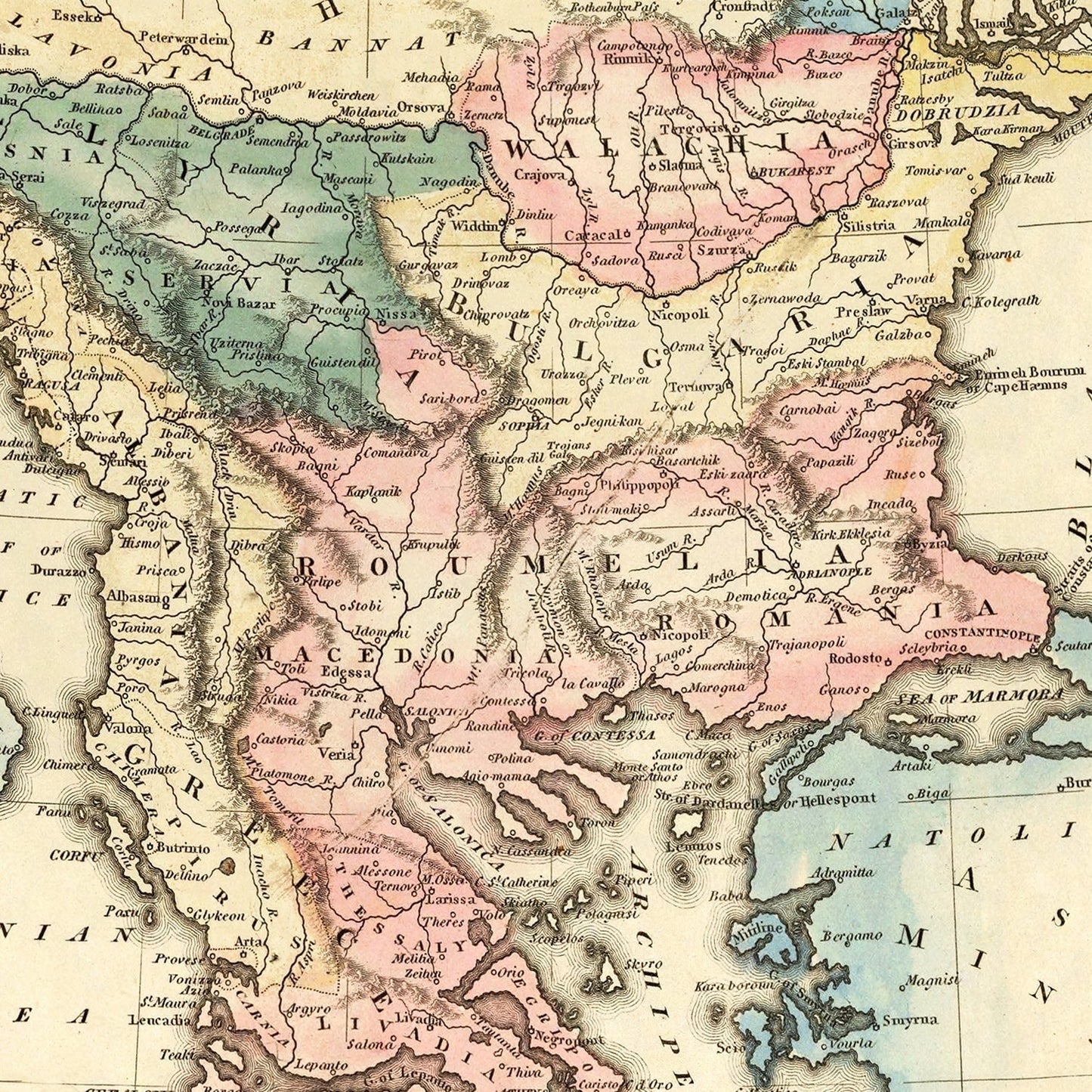 Vintage Map of Turkey, 1823