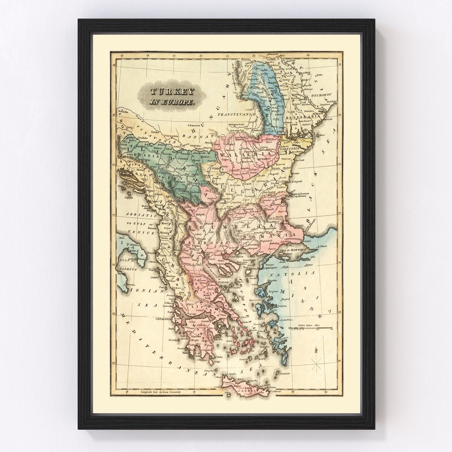 vintage map of Turkey, 1823