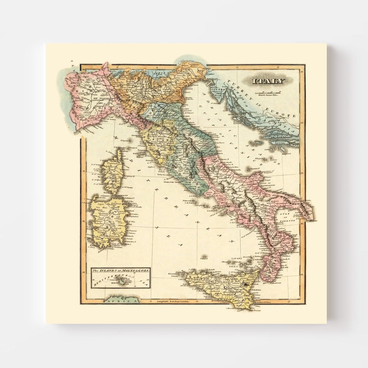Vintage Map of Italy, 1823