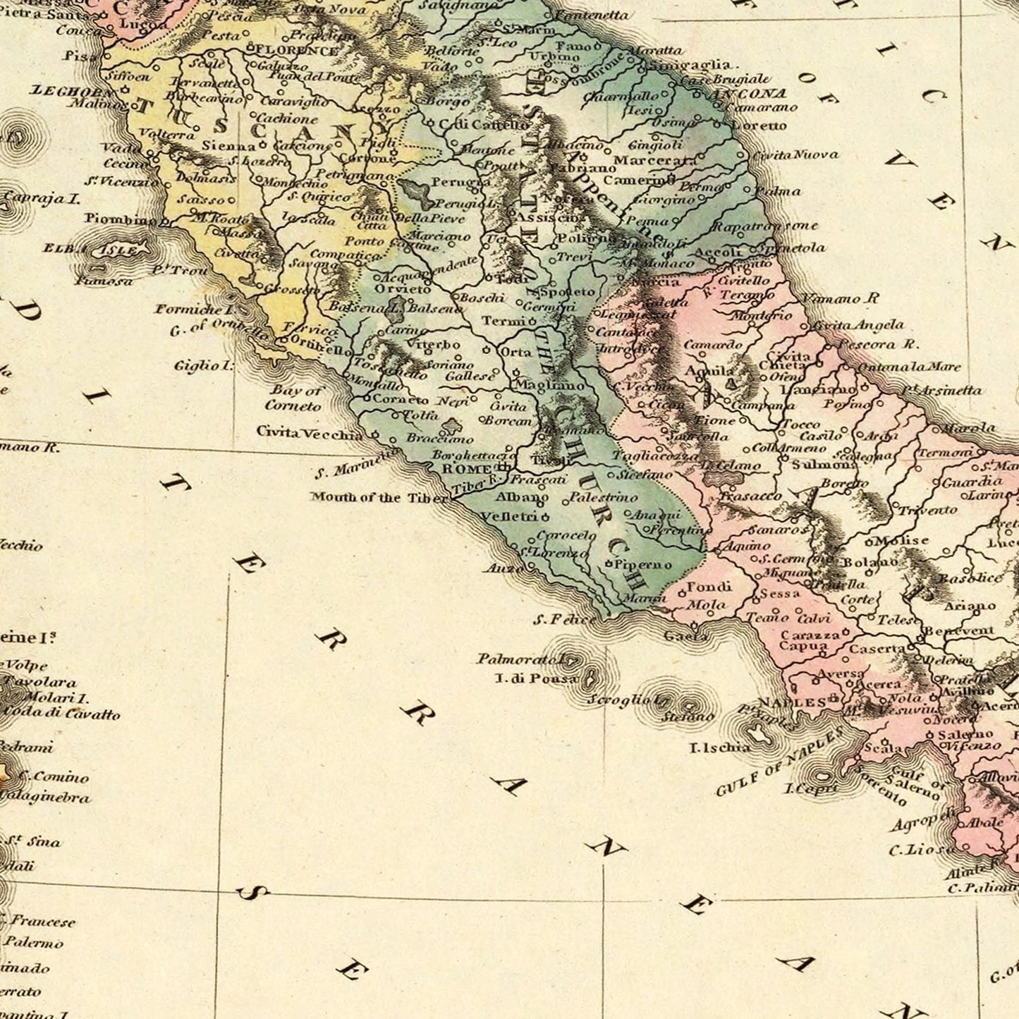 Vintage Map of Italy, 1823
