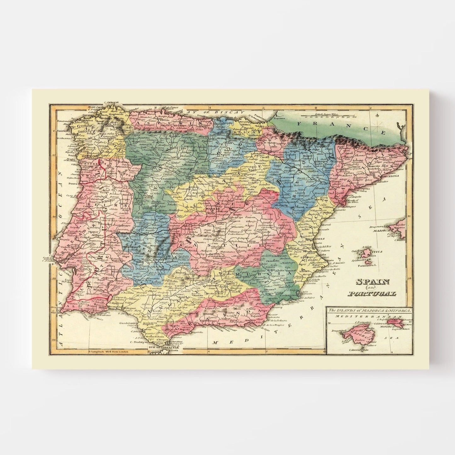 Vintage Map of Portugal, 1823