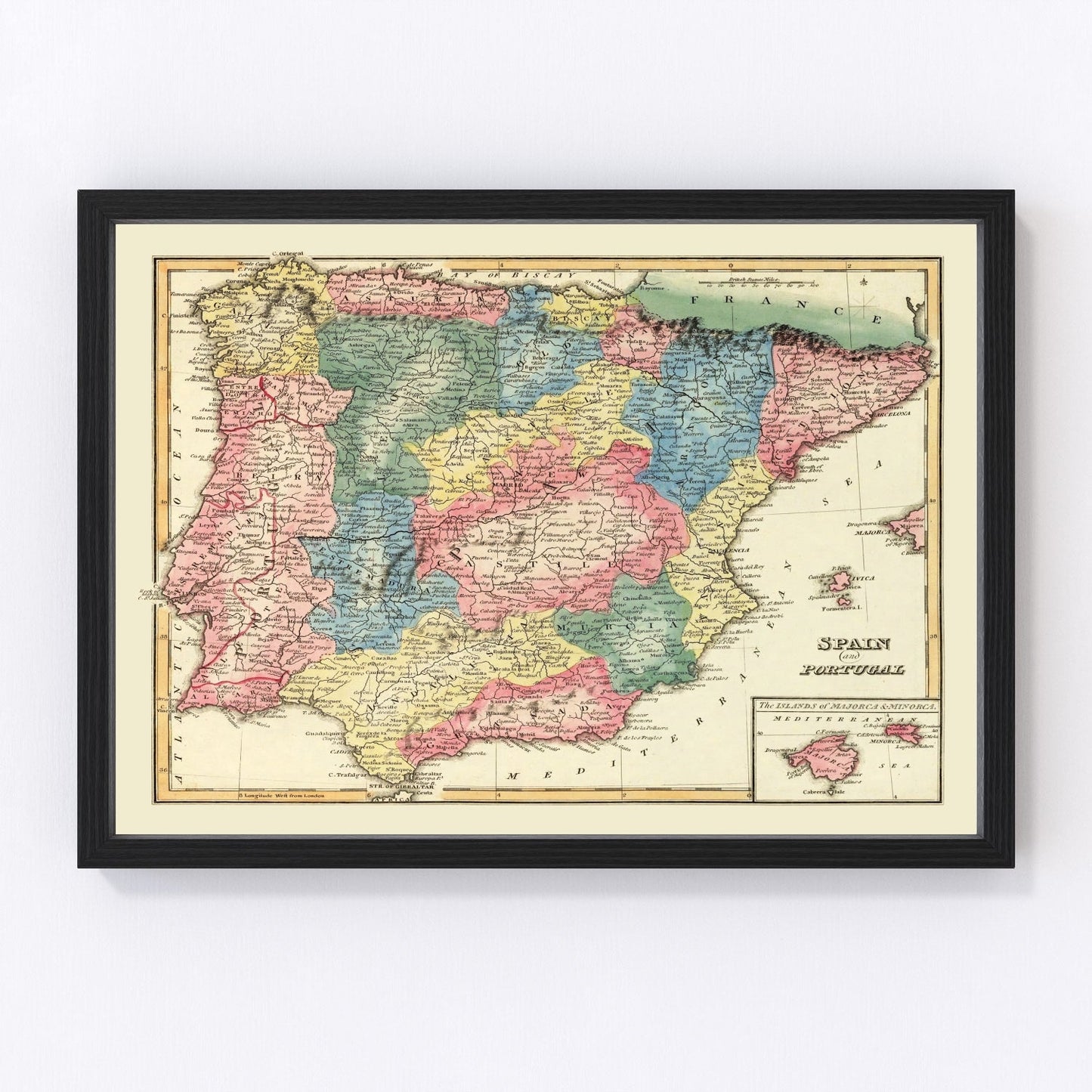 Vintage map of Portugal, 1823