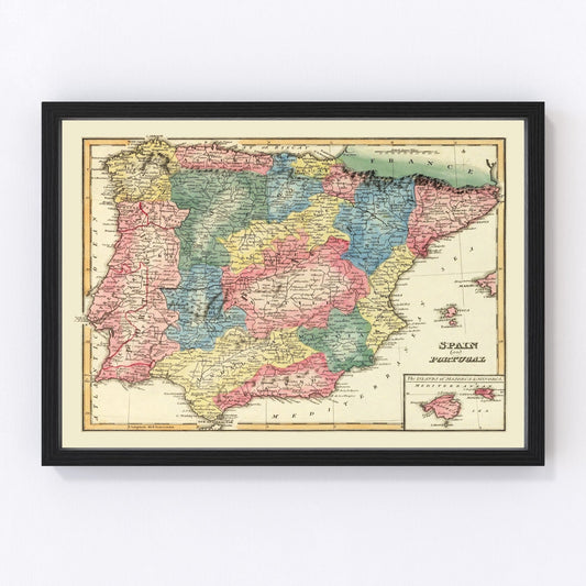 Vintage map of Portugal, 1823
