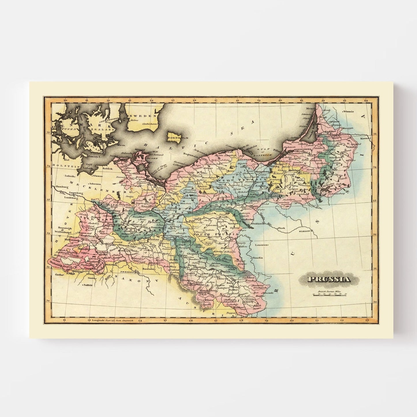 Vintage Map of Prussia, 1823
