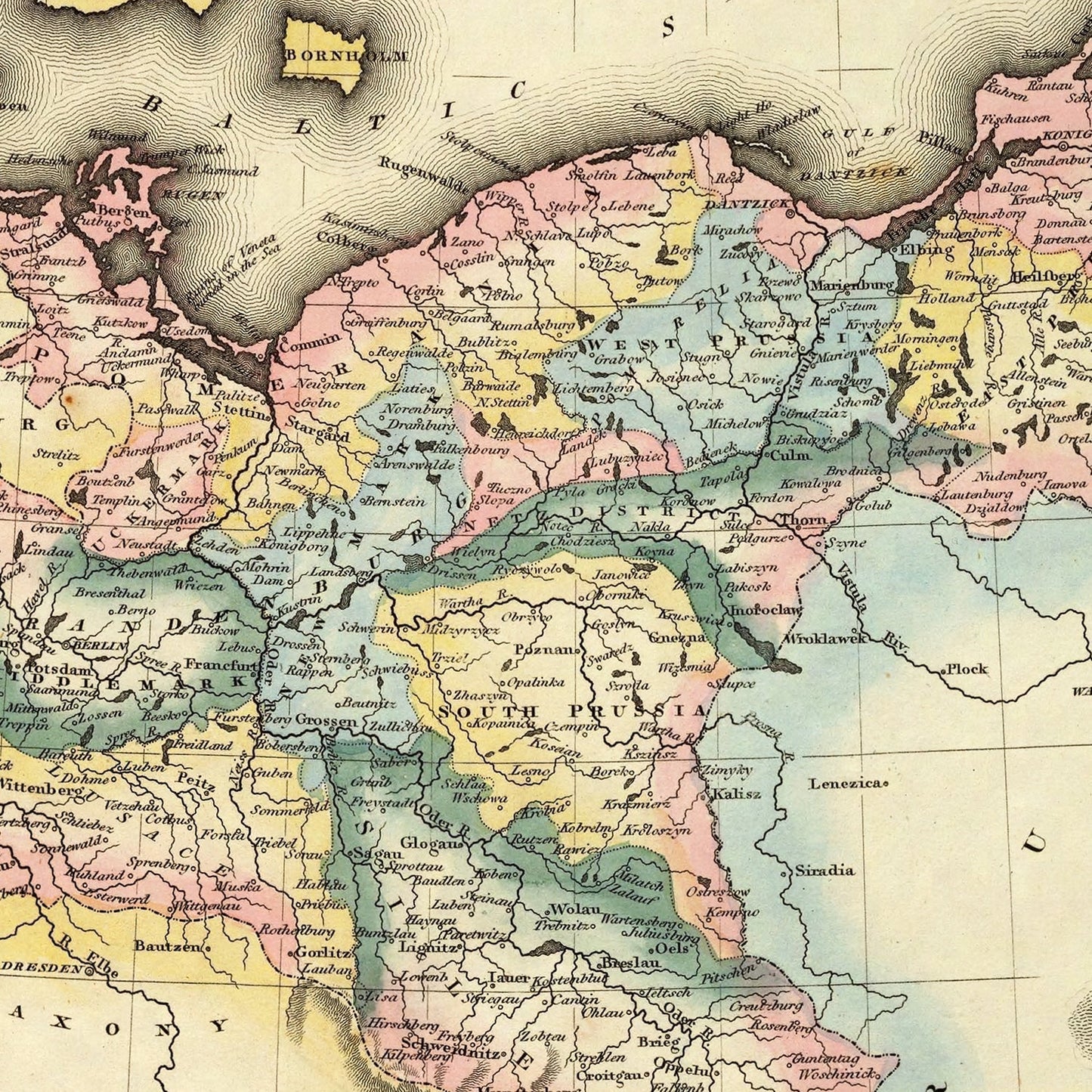 Vintage Map of Prussia, 1823
